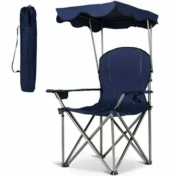 כיסא קמפינג נייד חוף הכיסא w/ תיק נשיאה כחול