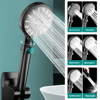 לחץ גבוה, ראש מקלחת מתכוונן 6 מצבים הביתה שירותים אמבטיה אחד-המפתח לעצור מקלחת מים חיסכון במים בשירותים Accessorie