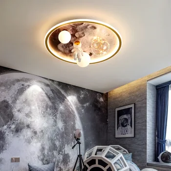 מודרני אסטרונאוט Led תקרה נברשת לחדר ילדים השינה קריקטורה הירח קישוט מקורה הביתה גופי תאורה