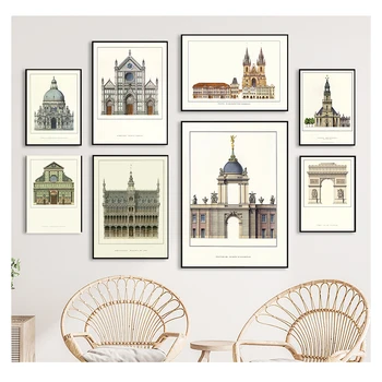 מוין המפורסם נוף הדפסי אמנות פוסטר אדריכלות תמונות קיר, קנבס ציור עיצוב הבית טיולים קלאסי אירופאי ארמון