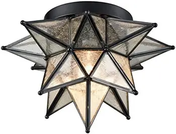 מורביה כוכב מאיר הר סומק, Celing האור נזרע זכוכית בגוון בוהו מרוקאי מנורת תקרה במטבח הטרקלין
