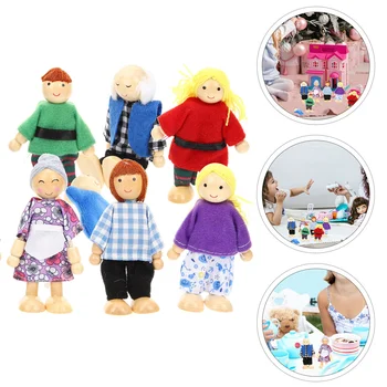 מיני בובות סט בובות דמויות משחק בית בובות מיני אנשים פעוטות זעיר ילדים משפחה תפקיד