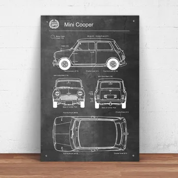 מיני קופר המכונית מתכת פח סימן פין עד שלט מתכת מתכת עיצוב קיר שלט קיר בעיצוב (20cmx30cm) 1