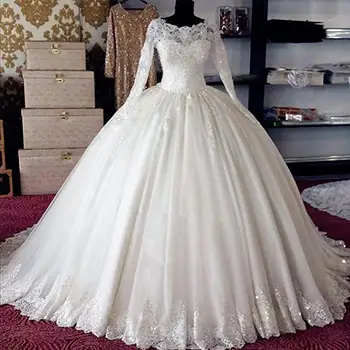 מעצב חדש שמלת נשף שמלות חתונה הודו Vestidos דה Noiva בציר שמלות כלה תחרה שמלת הכלה 2023 שרוול ארוך Gelinlik