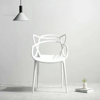 נורדי פלסטיק כסאות אוכל הביתה פנאי החתול בחזרה בכיסא ריהוט חדר האוכל יצירתי כורסה ומתן האוכל הכיסא B
