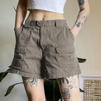 נשים גבוהה המותניים המכנסיים אביב קיץ נקבה Harajuku כיסי מכנסיים רחבים מזדמן רחב הרגל Homewear
