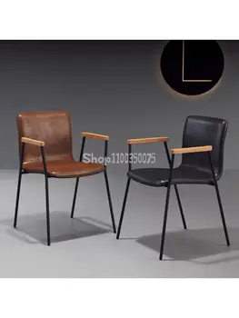 סקנדינבי מודרני מינימליסטי משענת בבית האוכל הכיסא קפה הכיסא מעצב פנאי משענת יד ברזל יצוק לופט המשרד כיסא שרפרף