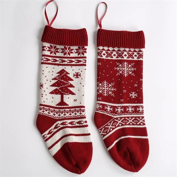סרוגים חג המולד גרב גרביים שק מתנה לשנה החדשה שקיות ממתקים חג המולד קישוטים הביתה עץ חג המולד תלויים קישוטים