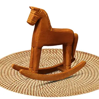 עץ בעבודת יד סוס העבודה קישוט עץ מלאכות סוס נדנדה פסלון מלאכת יד, מתנות לעיצוב הבית