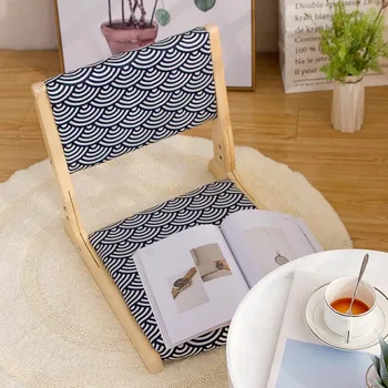 עץ מלא קיפול משענת הכיסא בסגנון יפני מסעדה טאטאמי פנאי כיסאות חדר השינה עצלנים הספסל
