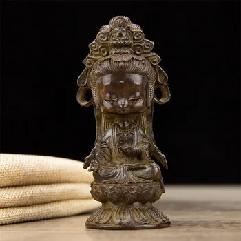 עתיקות שונות אוסף רטרו Guanyin על הלוטוס כס קישוט סגסוגת קטן קריקטורה Guanyin הביתה שולחן דקורטיבי
