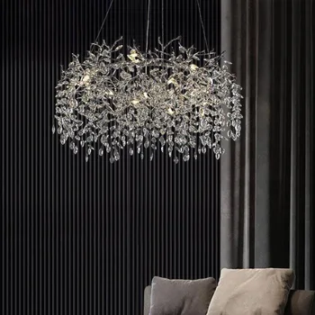 פאר מודרני עץ ענף נברשות תליון מנורה LED תאורה וילה עיצוב יצירתי אורות זהב/כסף עיצוב חדר