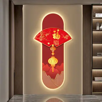 פו לו אור תלוי ציור סיני חדש המרפסת דקורטיבי LED אור פו מילה מסעדה סינית קשר רקע ציור קיר חדש