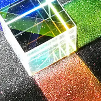 פיסיקה אופטית זכוכית X-קיוב Dichroic הקוביה פריזמה RGB Combiner ספליטר חינוכי מתנה שיעור פיזיקה צעצוע חינוכי
