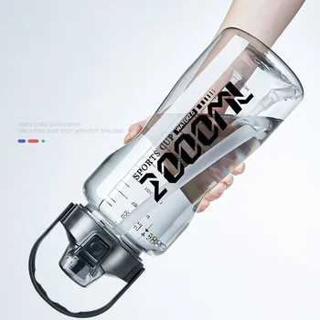 קיבולת גדולה ידידותי לסביבה פלסטיק ספורט, בקבוק מים עם קש נייד כושר לשתות נסיעות חיצונית קומקום עבור שימוש יומיומי