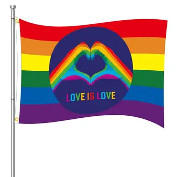 קשת גאווה דגל אהבה היא אהבה דקורטיביים סימן חיצוני קרם הגנה פוליאסטר באנר חי בפני דהייה 90x150cm לא הדגל