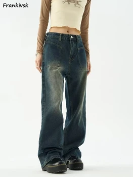 רטרו ג ' ינס כל-התאמה גבוהה Streeet סטודנטים פשוטה אופנה חמים ונעים, רך מכנסיים בכל יום לנשימה בסגנון אמריקאי נקבה בגדים