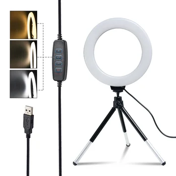 ש 16cm 6 אינץ טבעת אור עם חצובה לעמוד מטען Usb Selfie מנורת Led ניתן לעמעום צילום אור לצילום סטודיו לצילום.